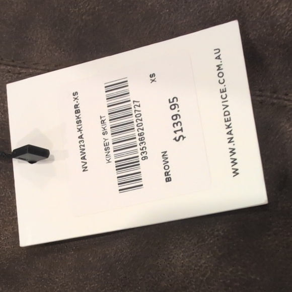 NWT Nakedvice Kinsey Brown Vegan Leather Mini Skirt - Picture 6 of 8
